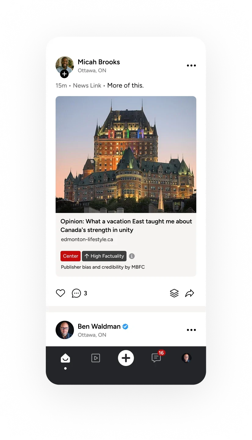 Gander post with publisher bias and factuality context